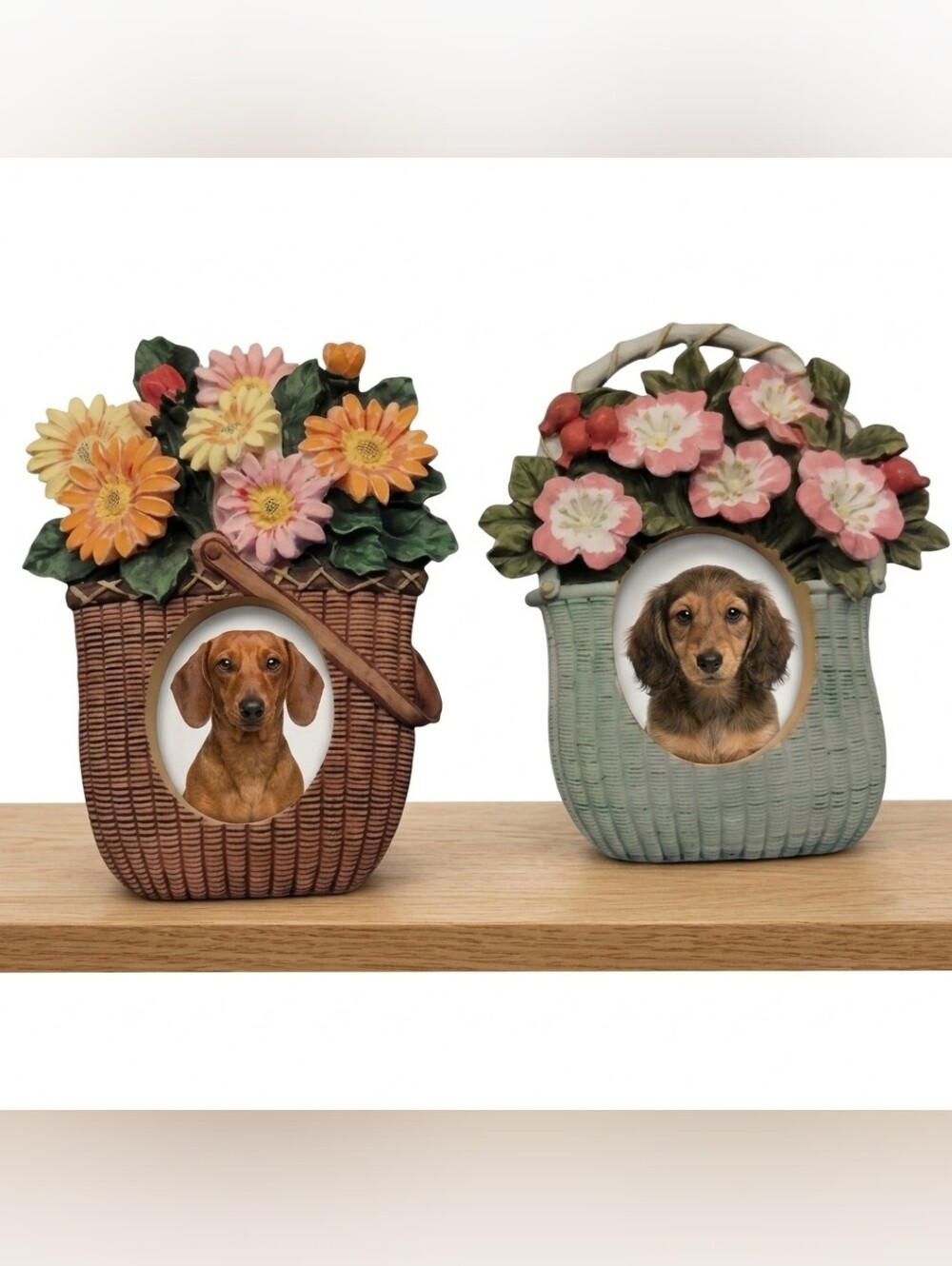 Vintage Photo Frames Two's Company Resin Flower Basket Miniature Set of 2